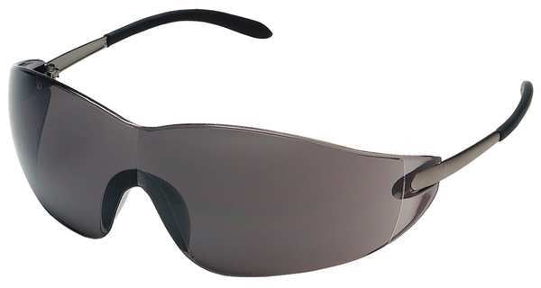 Safety Glasses, Wraparound Gray Polycarbonate Lens, Scratch-Resistant