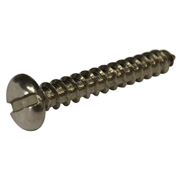 Sheet Metal Screw, #10 x 1-1/4 in, Plain 18-8 Stainless Steel Pan Head Slotted Drive, 100 PK