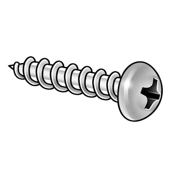 Sheet Metal Screw, #14 x 1 in, Plain 18-8 Stainless Steel Truss Head Phillips Drive, 100 PK