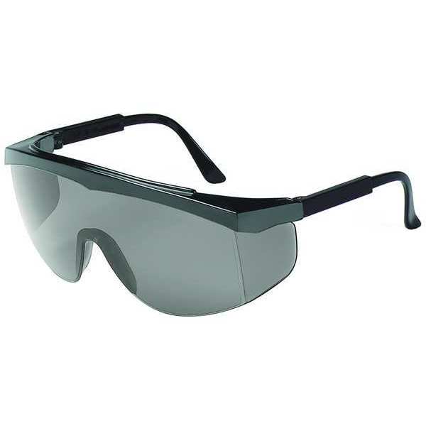Safety Glasses, Wraparound Gray Polycarbonate Lens, Scratch-Resistant