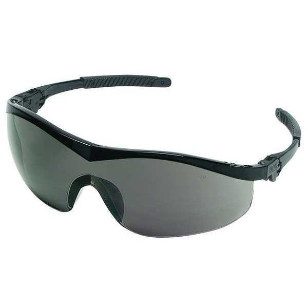 Safety Glasses, Wraparound Gray Polycarbonate Lens, Scratch-Resistant
