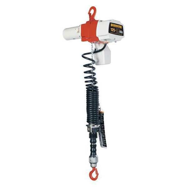 Electric Chain Hoist, 125 lb, 6 ft, Hook Mounted - No Trolley, White