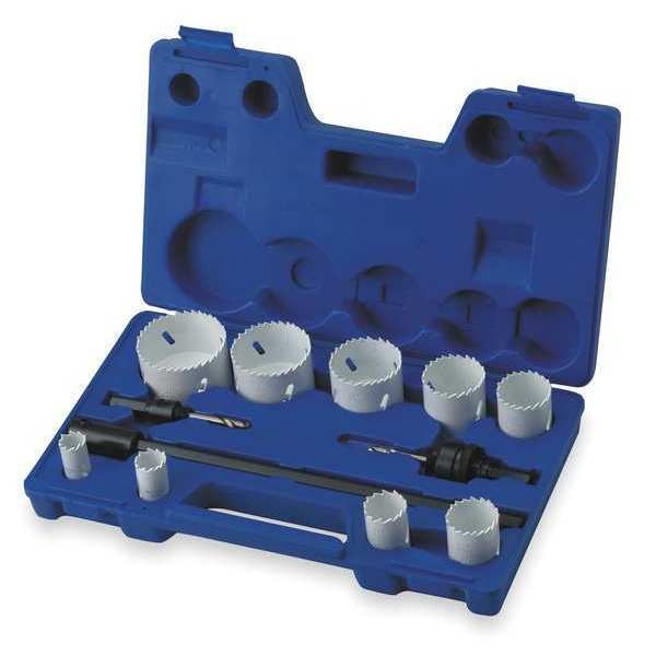 Hole Saw Kit, Bimetal, 3/4 To 2.5 In, 12 Pc