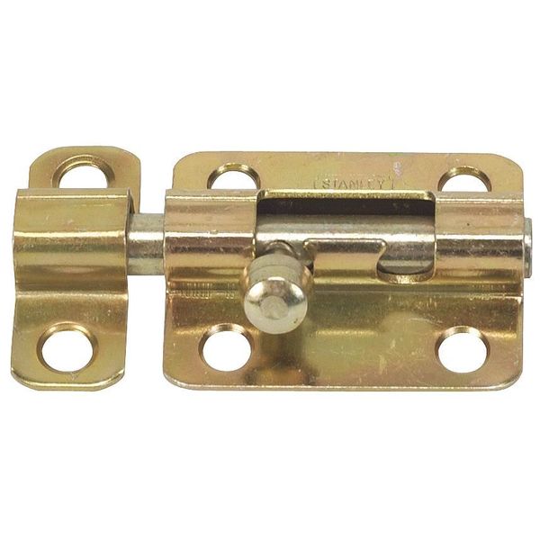 Barrel Slide Bolt, Yellow Zinc, 2-1/2 In L