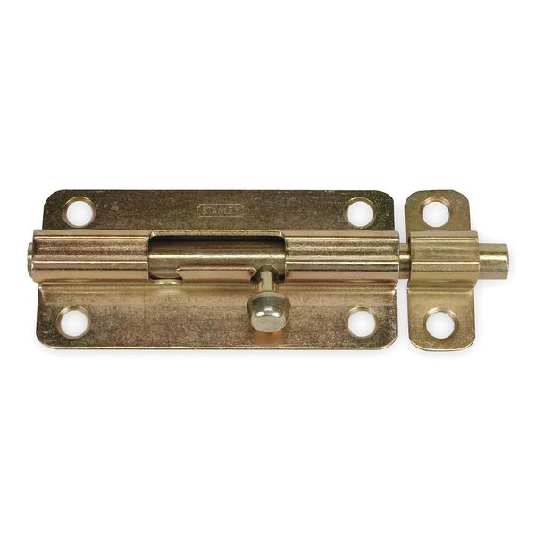 Barrel Slide Bolt, Yellow Zinc, 4 In. L