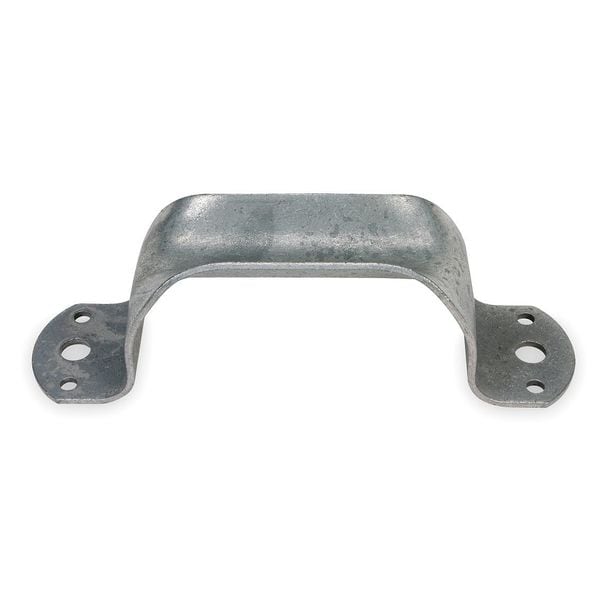 Heavy Duty Door Pull, Steel, 7 3/4 In L, Galv., Unthr. Holes