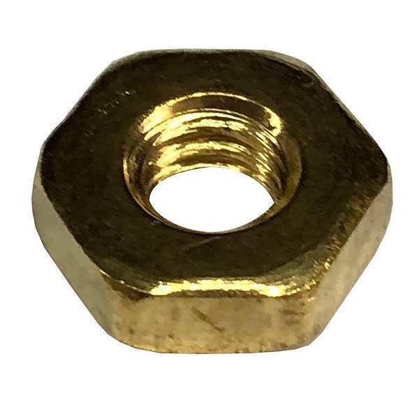 Machine Screw Nut, #6-32, Brass, Not Graded, Plain, 7/64 in Ht, 100 PK