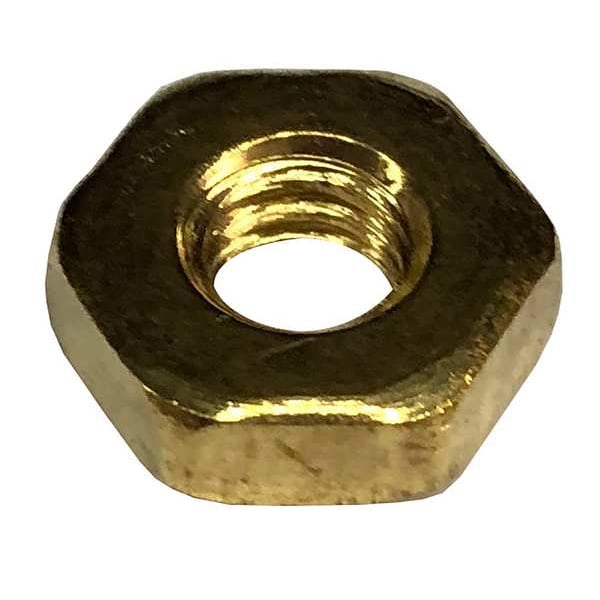 Machine Screw Nut, #10-24, Brass, Not Graded, Plain, 1/8 in Ht, 100 PK