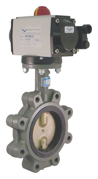 Butterfly Valve, Spring Return, Iron, 8 In.