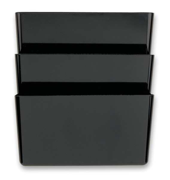 Wall Pocket, Letter, Black, 7 In H, PK3