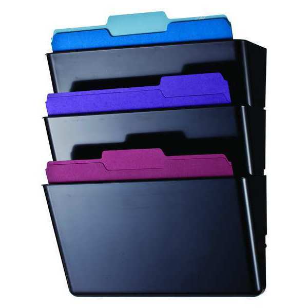 Wall Pocket, Letter, Black, 7 In H, PK3