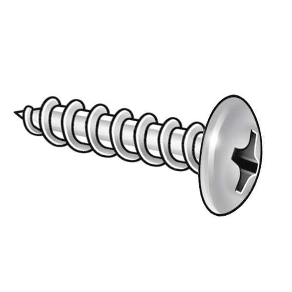 Sheet Metal Screw, #8 x 1 in, Plain 18-8 Stainless Steel Truss Head Phillips Drive, 100 PK