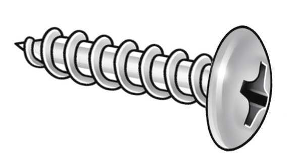 Sheet Metal Screw, #8 x 3/4 in, Plain 18-8 Stainless Steel Truss Head Phillips Drive, 100 PK