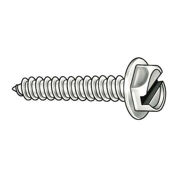 Sheet Metal Screw, #8 x 3/4 in, Plain 18-8 Stainless Steel Hex Head Slotted Drive, 100 PK