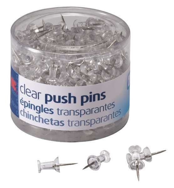 Push Pins, 1/2in, Clear, PK1200