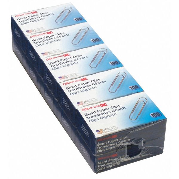 Paper Clips, Large, Silver, Steel, PK1000