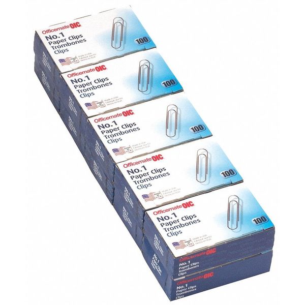 Paper Clips, No. 1, Silver, Steel, PK100