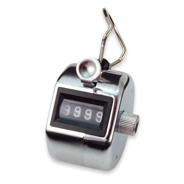 Hand Tally Counter, 2Hx2W In, Silver