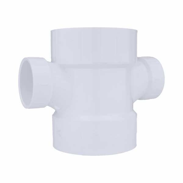 PVC Sanitary Tee, Hub, 4 in x 4 in x 2 in x 2 in Pipe Size