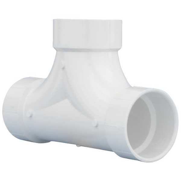 PVC Two Way Cleanout Tee, Hub, 3 in Pipe Size