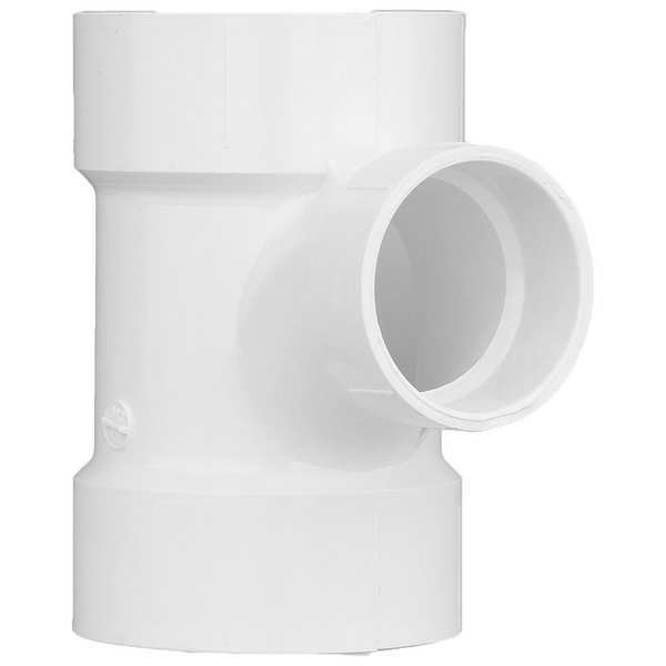 PVC Sanitary Tee, Hub, 3 in x 3 in x 2 in Pipe Size