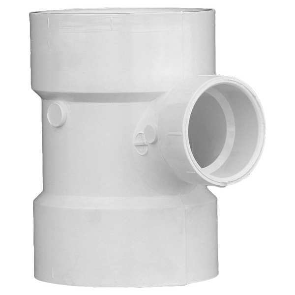 PVC Sanitary Tee, Hub, 3 in x 3 in x 1 1/2 in Pipe Size