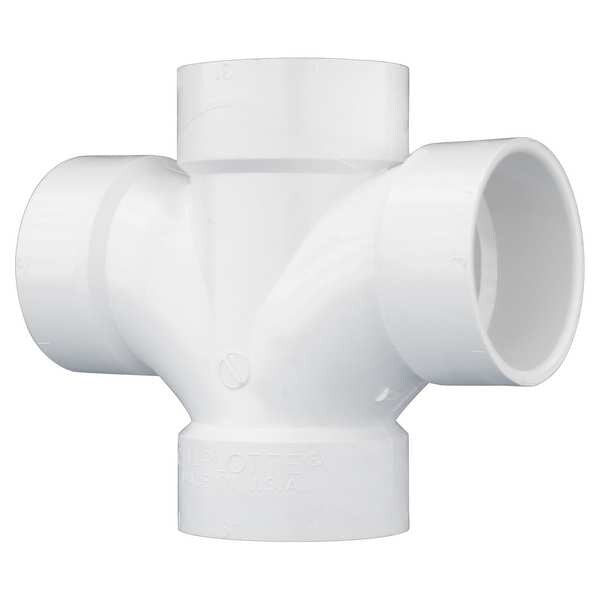 PVC Double Sanitary Tee, Hub, 3 in Pipe Size