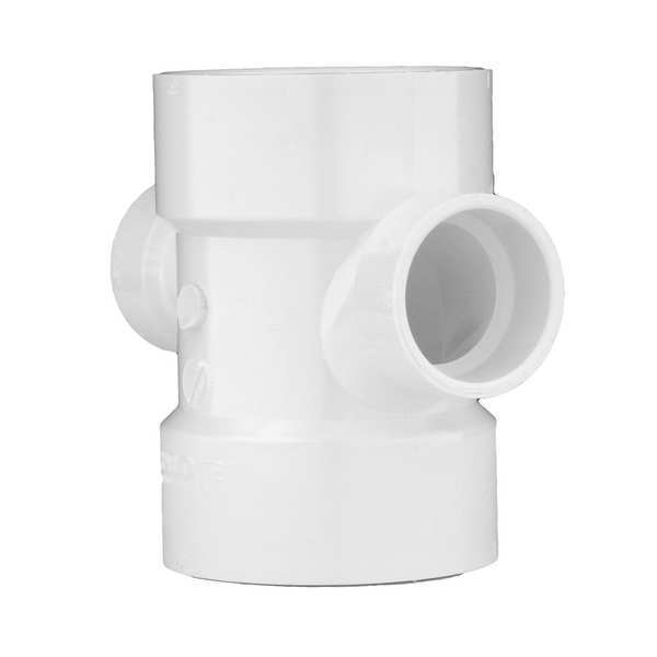 PVC Sanitary Tee, Hub, 3 in x 3 in x 1 1/2 in x 1 1/2 in Pipe Size