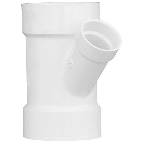 PVC Reducing Wye, Hub, 4 in x 4 in x 2 in Pipe Size