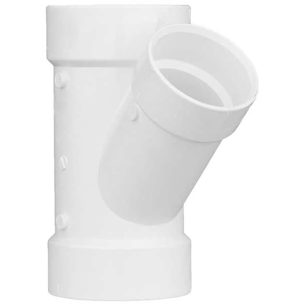 PVC Reducing Wye, Hub, 4 in x 4 in x 3 in Pipe Size