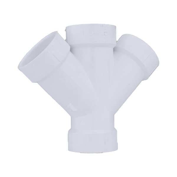 PVC Double Wye, Hub, 1-1/2 in Pipe Size