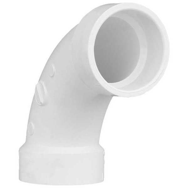 PVC 90 Degree Long Sweep Elbow, Hub, 1-1/2 in Pipe Size