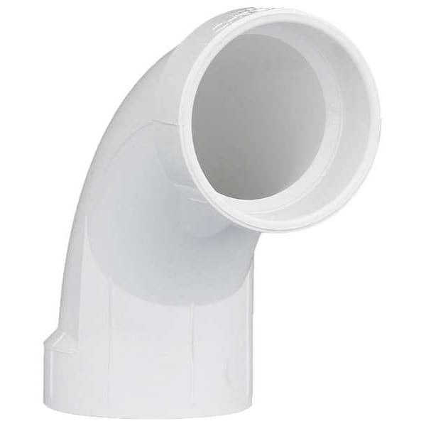 PVC Elbow, 90 Degrees, Long Sweep, Hub, 2 in Pipe Size