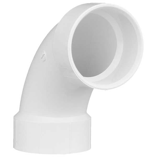 PVC Elbow, 90 Degrees, Long Sweep, Hub, 3 in Pipe Size