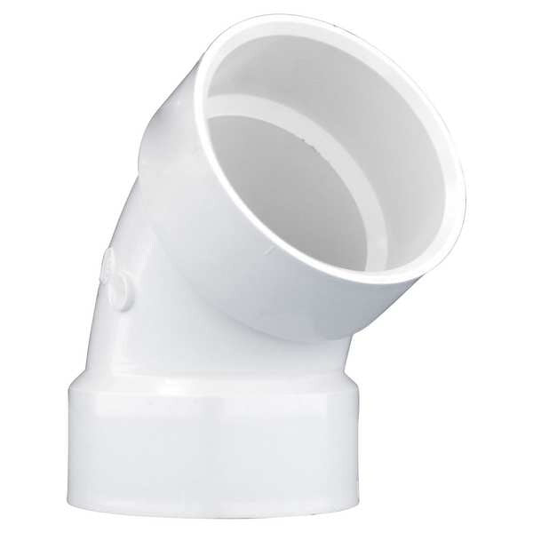 PVC Elbow, 60 Degrees, Hub, 3 in Pipe Size