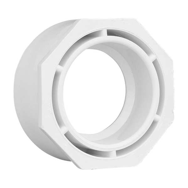 PVC Flush Bushing, Hub x Spigot, 3 in x 2 in Pipe Size