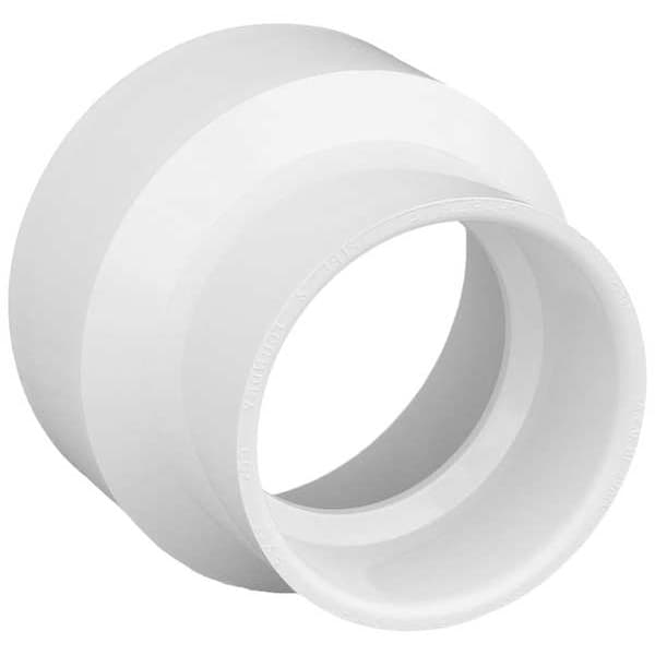 PVC Reducer, Hub, 4 in x 3 in Pipe Size