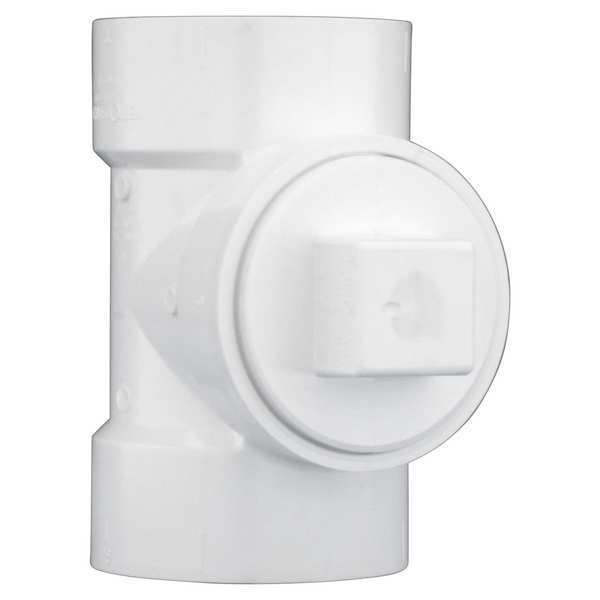 PVC Cleanout Tee with Plug, Hub x Hub x FNPT, 3 in Pipe Size