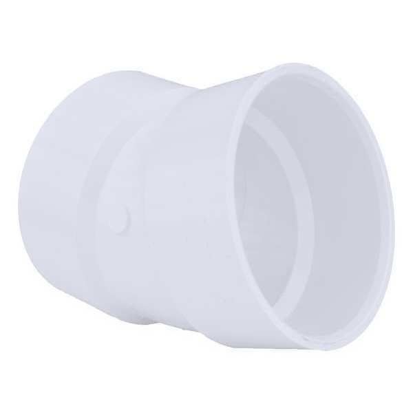 PVC 22-1/2 Degree Elbow, Hub, 4 in Pipe Size