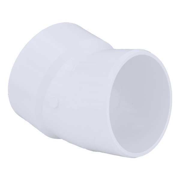 PVC 22-1/2 Degree Elbow, Hub x Spigot, 4 in Pipe Size