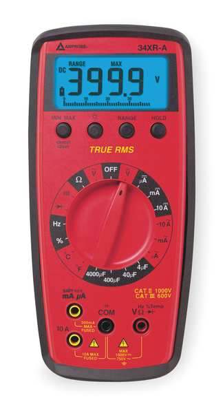 Digital Multimeter, 750 Max. AC Volts, 1,000 Max. DC Volts, 10 Max. AC Amps, 10 Max. DC Amps