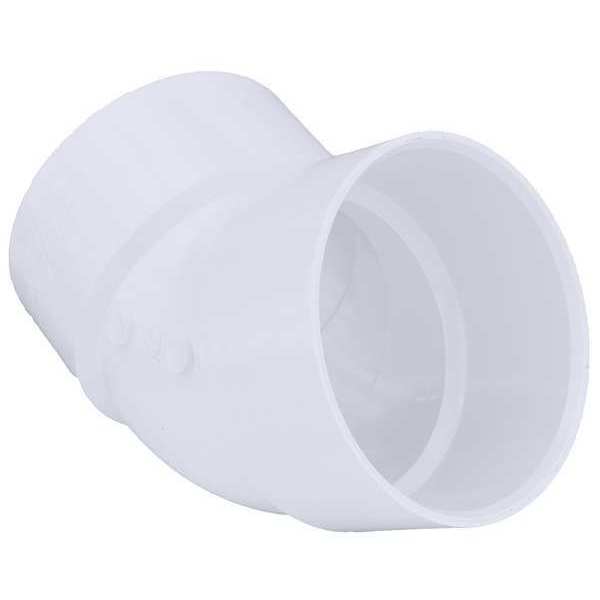 PVC 45 Degree Elbow, Hub, 6 in Pipe Size