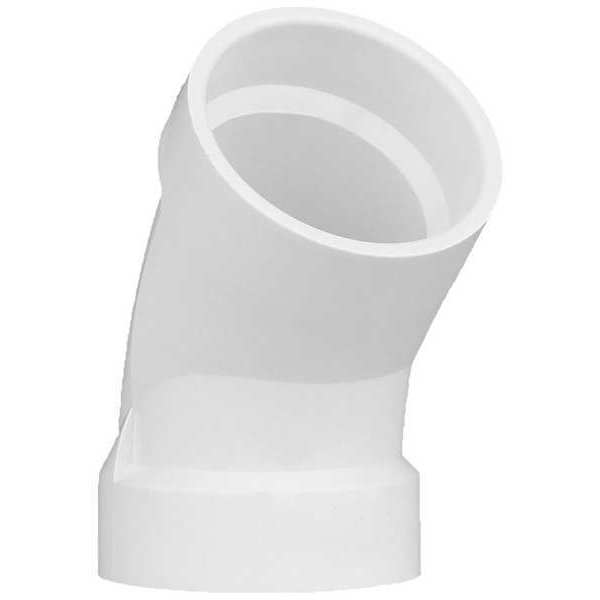 PVC 45 Degree Elbow, Hub, 2 in Pipe Size