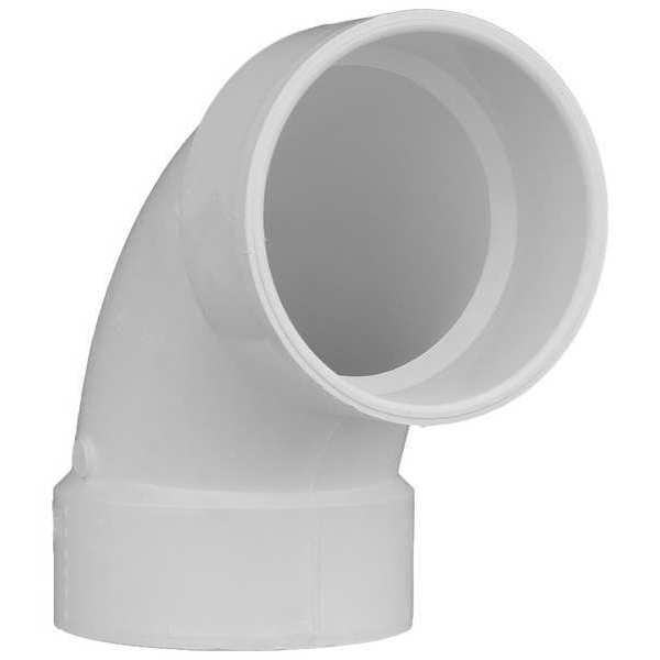 PVC Elbow, 90 Degrees, Hub, 4 in Pipe Size