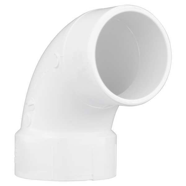 PVC Street Elbow, 90 Degrees, Hub x Spigot, 3 in Pipe Size