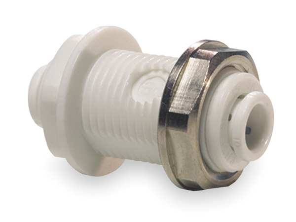 Polypropylene Bulkhead Adapter, 1/2 in Tube Size