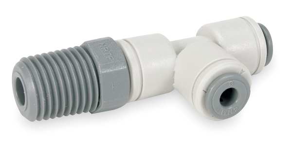 Polypropylene Swivel Run Tee, 1/4 in Tube Size
