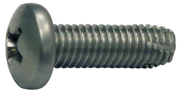 Thread Cutting Screw, #8 x 3/8 in, Plain Stainless Steel Pan Head Phillips Drive, 100 PK