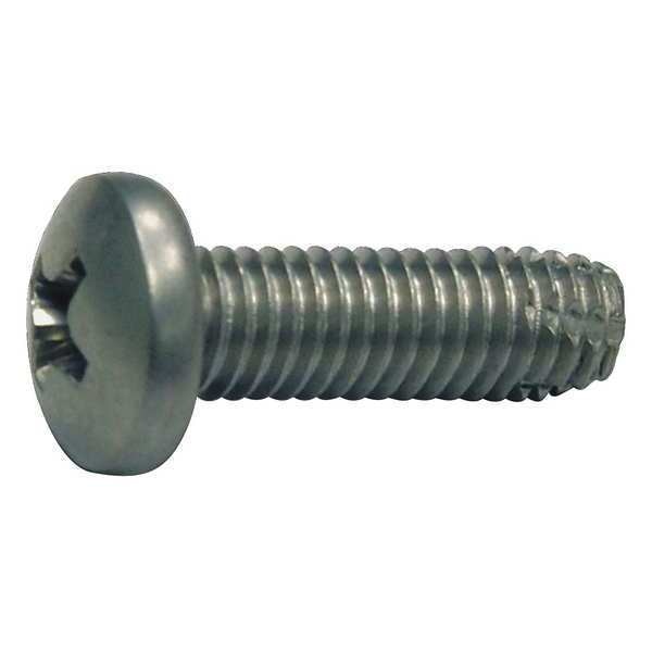 Thread Cutting Screw, #8 x 1/2 in, Plain Stainless Steel Pan Head Phillips Drive, 100 PK
