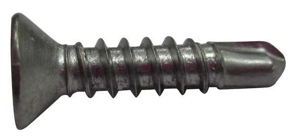 Self-Drilling Screw, #10 x 1-1/2 in, Plain 410 Stainless Steel Flat Head Phillips Drive, 50 PK